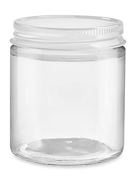 Straight-Sided Glass Jars - 4 oz, White Metal Lid S-17982M-W