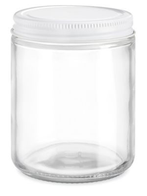  Clear Straight-Sided Glass Jars - 8 oz, Metal Cap