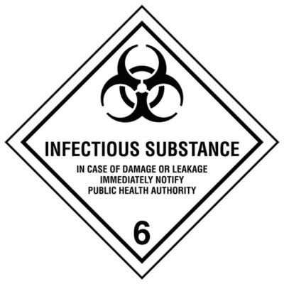 D.O.T. Labels - "Infectious Substance", 4 x 4"