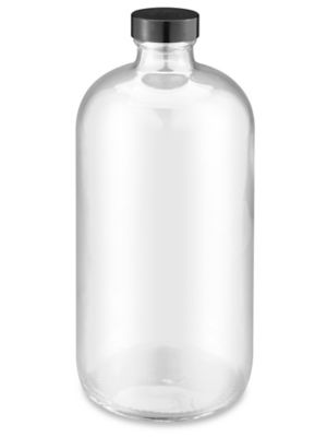 Amber Boston Round Glass Bottles - 6 oz S-24699 - Uline