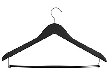Wood Hangers - Suit with Bar, Black S-18040BL