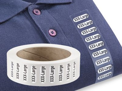 Étiquettes adhésives pour tailles de vêtements, Bande d'étiquettes  adhésives pour tailles en Stock - ULINE.ca