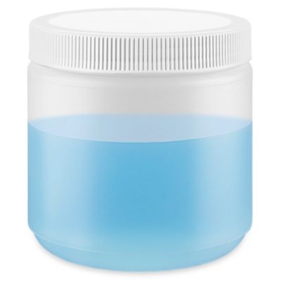 Clear Round Wide-Mouth Plastic Jars - 8 oz, White Cap - ULINE - Case of 36 - S-9935