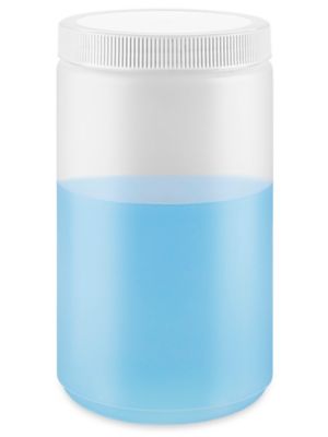 Wide-Mouth Glass Jars - 32 oz, Plastic Cap