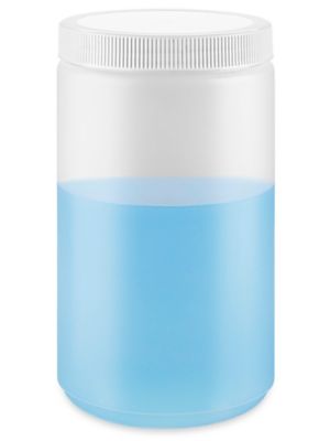 Wide-Mouth Glass Jars - 32 oz, Plastic Cap S-12757P - Uline