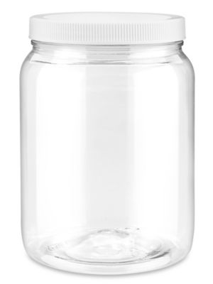 Wide-Mouth Glass Jars - 1/2 Gallon, Plastic Cap S-14489P - Uline