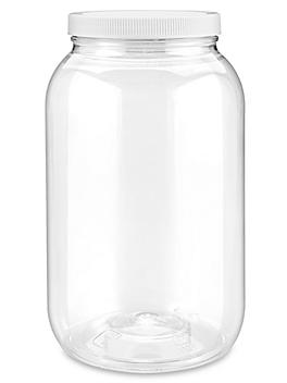 Clear PET Round Wide-Mouth Plastic Jars - 1 Gallon S-18077