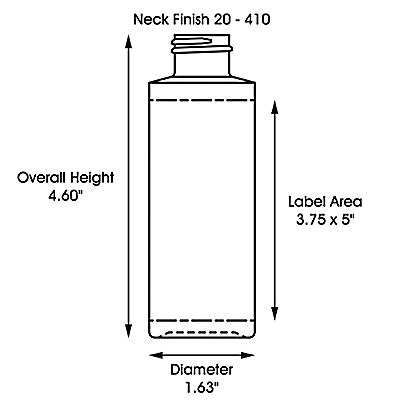 Clear Cylinder Bottles Bulk Pack - 4 oz, Standard Cap S-18120B - Uline