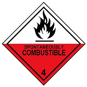 D.O.T. Labels - "Spontaneously Combustible", 4 x 4" S-181