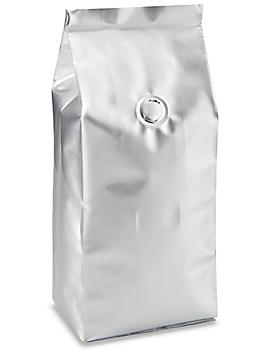 Gusseted Foil Coffee Bags - 3 3/8 x 2 1/2 x 13", Silver S-18228SIL