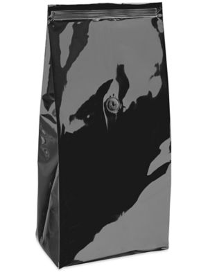 Gusseted Foil Coffee Bags - 6 5/8 x 4 3/4 x 18 3/4", Black S-18229BL