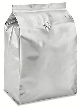 Gusseted Foil Coffee Bags - 6 5/8 x 4 3/4 x 18 3/4", Silver S-18229SIL