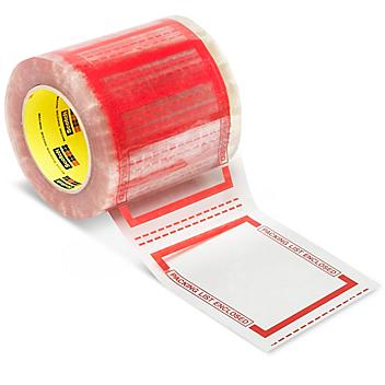 3M 828 Pouch Tape "Packing List Enclosed" - Red, 5 x 6" S-1840
