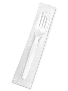 Individually Wrapped Plastic Forks Bulk Pack - Standard Weight, White S-18494-S1