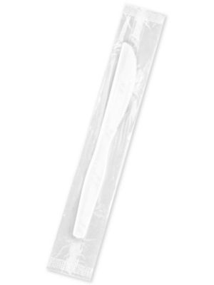 Uline Individually Wrapped Plastic Knives Bulk Pack - Standard Weight, White