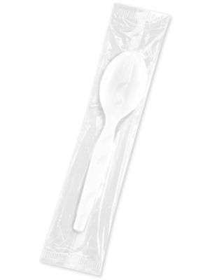 Uline Individually Wrapped Plastic Spoons Bulk Pack - Standard Weight, White