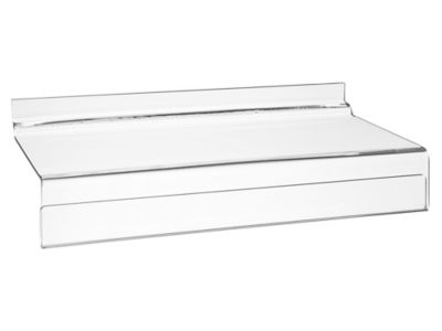 Slatwall Acrylic Shelves with Lip - 10 x 4, Clear - ULINE - Carton of 6 - S-21706