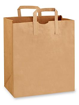 Paper Grocery Bags - 12 x 7 x 14", 1/7 Barrel, Flat Handle, Kraft S-18691