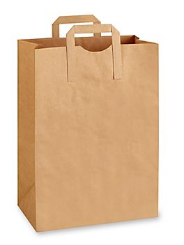 Paper Grocery Bags - 12 x 7 x 17", 1/6 Barrel, Flat Handle, Kraft S-18692