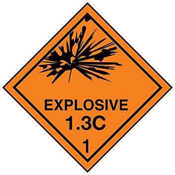 D.O.T. Labels - "Explosive 1.3C", 4 x 4" S-186