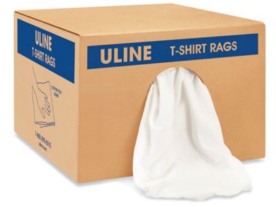 Premium White T-Shirt Rags - 10 lb box S-7287 - Uline