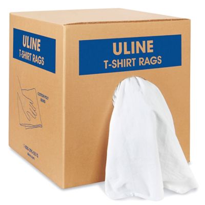 Standard White T-Shirt Rags - 50 lb box S-18731 - Uline