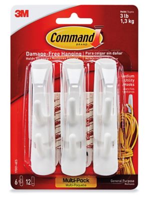 Command™ Wire Hooks 17069C, Large, 1 Hanger, 2 Strips, 5 lb