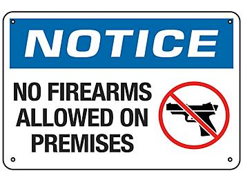 "No Firearms Allowed On Premises" Sign - Aluminum S-18795A
