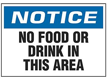 "No Food Or Drink In This Area" Sign