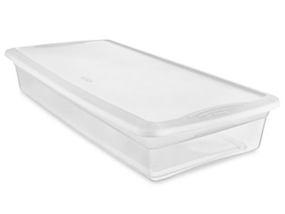 Sterilite 19608006 41 Quart/39 Liter Underbed Storage Box Clear with White Lid 6-Pack