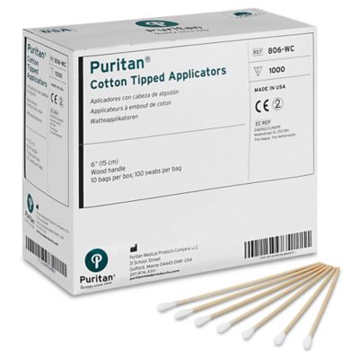 Non-Sterile Cotton Tipped Applicators, 3 Wood Shaft, 100 Per Bag