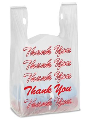Economy T-Shirt Bags - "Thank You", 11 1/2 x 6 x 21"