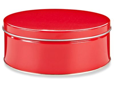 Red metal store tin