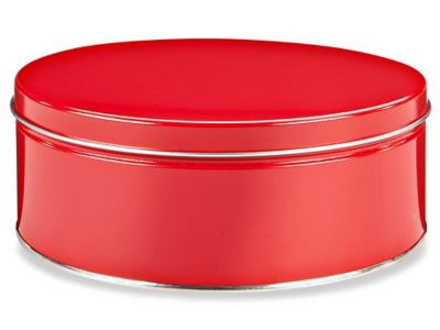 Round Metal Container with Lid - Large 8in - Pastel Red The Lucky