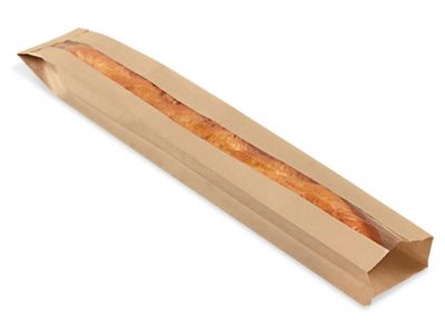 Kraft Bread Bags - Window Front, 3 x 2 x 24" S-19152
