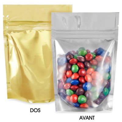 Glossy Stand-Up Barrier Pouches - 4 x 6 x 2", Gold Back S-19167GLDB