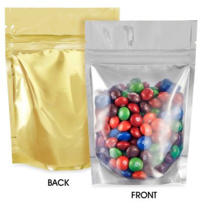 Glossy Stand-Up Barrier Pouches - 4 x 6 x 2", Gold Back S-19167GLDB