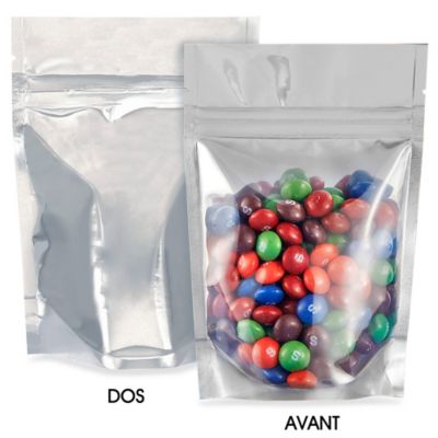 Glossy Stand-Up Barrier Pouches - 4 x 6 x 2", Silver Back S-19167SILB