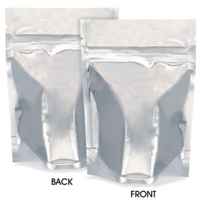Glossy Stand-Up Barrier Pouches - 4 x 6 x 2", Silver S-19167SIL