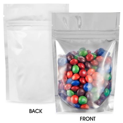 Glossy Stand-Up Barrier Pouches - 4 x 6 x 2", White Back S-19167WB