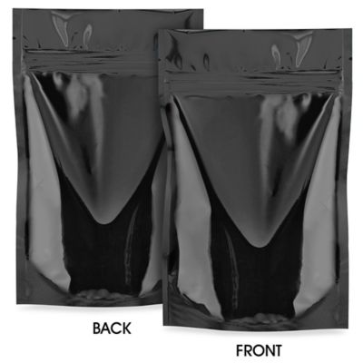 Glossy Stand-Up Barrier Pouches - 5 x 8 x 2 1/2", Black S-19168BL