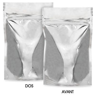 Glossy Stand-Up Barrier Pouches - 5 x 8 x 2 1/2", Silver S-19168SIL