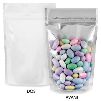 Glossy Stand-Up Barrier Pouches - 5 x 8 x 2 1/2", White Back S-19168WB