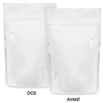 Glossy Stand-Up Barrier Pouches - 5 x 8 x 2 1/2", White S-19168W