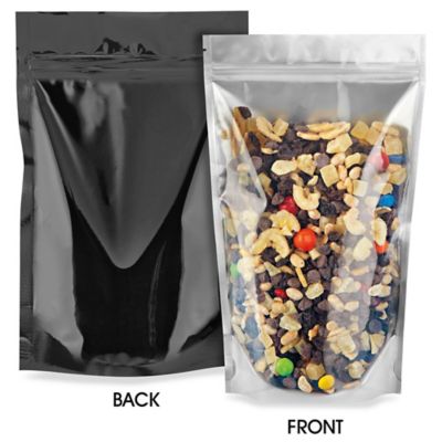 Glossy Stand-Up Barrier Pouches - 6 x 9 x 3", Black Back S-19169BLB