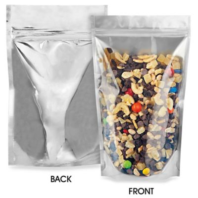 Glossy Stand-Up Barrier Pouches - 6 x 9 x 3", Silver Back S-19169SILB