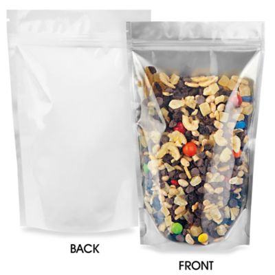 Glossy Stand-Up Barrier Pouches - 6 x 9 x 3", White Back S-19169WB