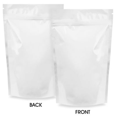 Glossy Stand-Up Barrier Pouches - 6 x 9 x 3", White S-19169W