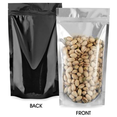 Glossy Stand-Up Barrier Pouches - 6 x 11 x 3", Black Back S-19170BLB