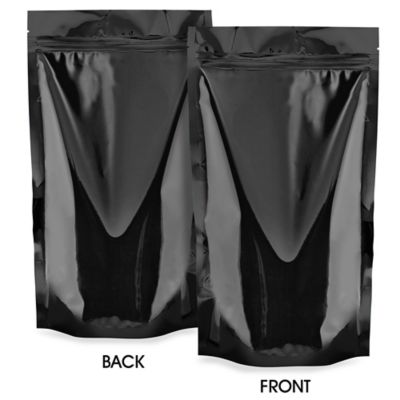 Glossy Stand-Up Barrier Pouches - 6 x 11 x 3", Black S-19170BL